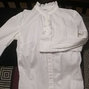 Long Sleeved White Maternity Blouse